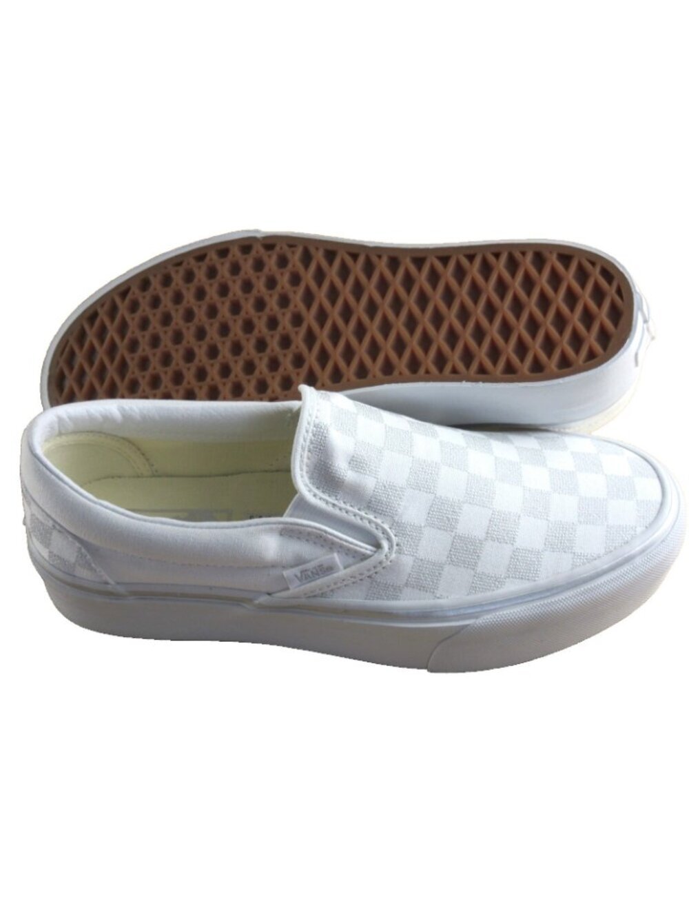 Vans Women's Classic Slip On Platform Metallic Checkerboard Silver Shoes Sizes - Picture 3 of 8